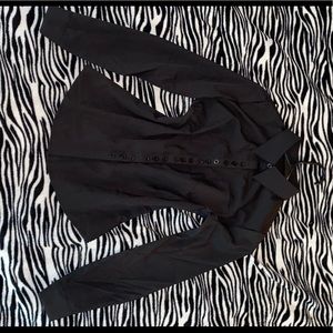 Black button up slim fit dress top